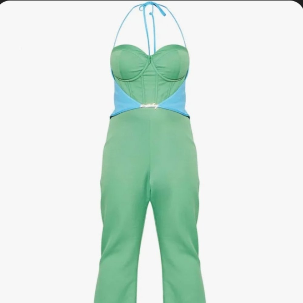 PrettyLittleThing Structured Green Corset Jumpsuit Size 16 NWT - Picture 4 of 9